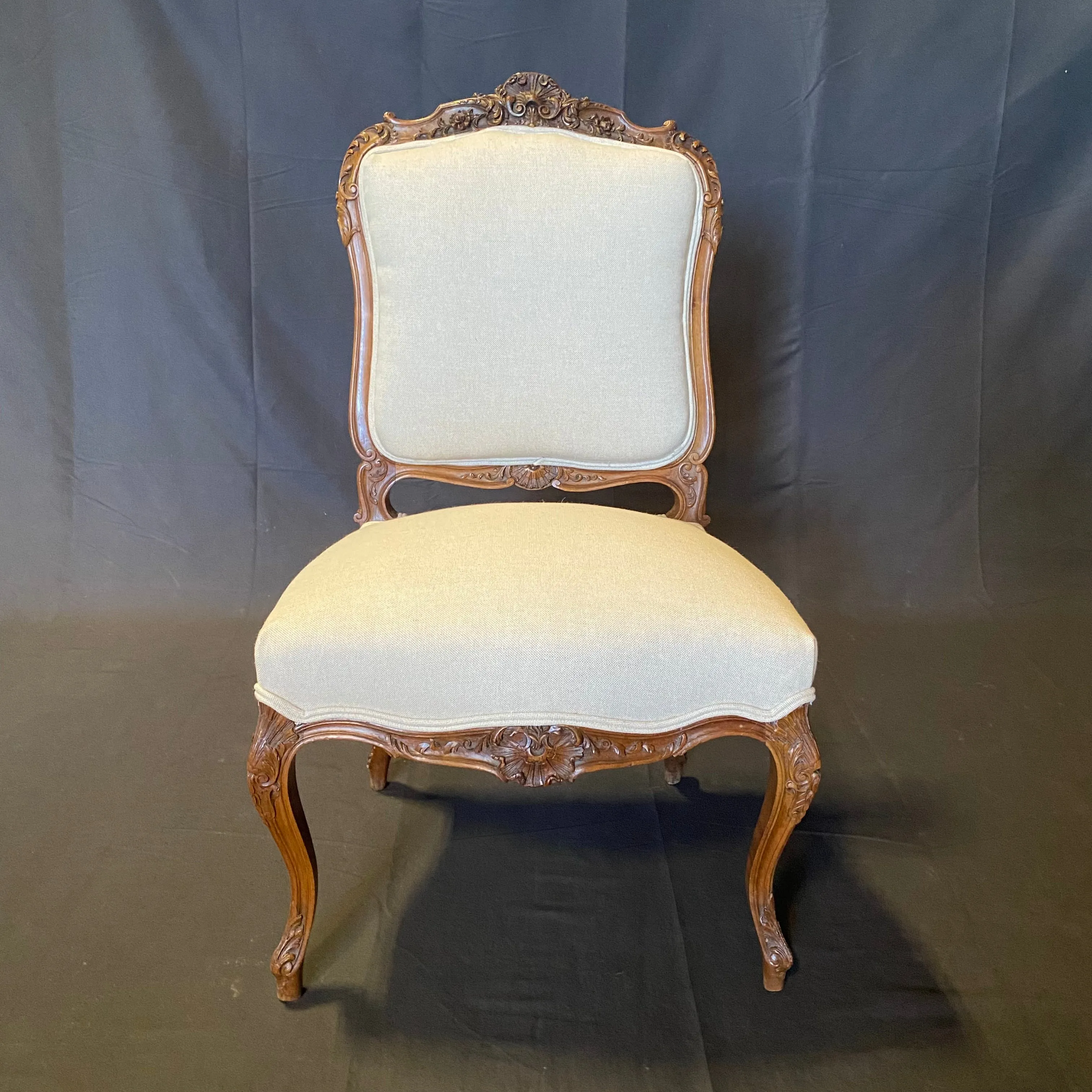 Pair of 19th Century French Exquisitely Carved Louis XV Side Chairs, Accent Chairs or Dining Chairs