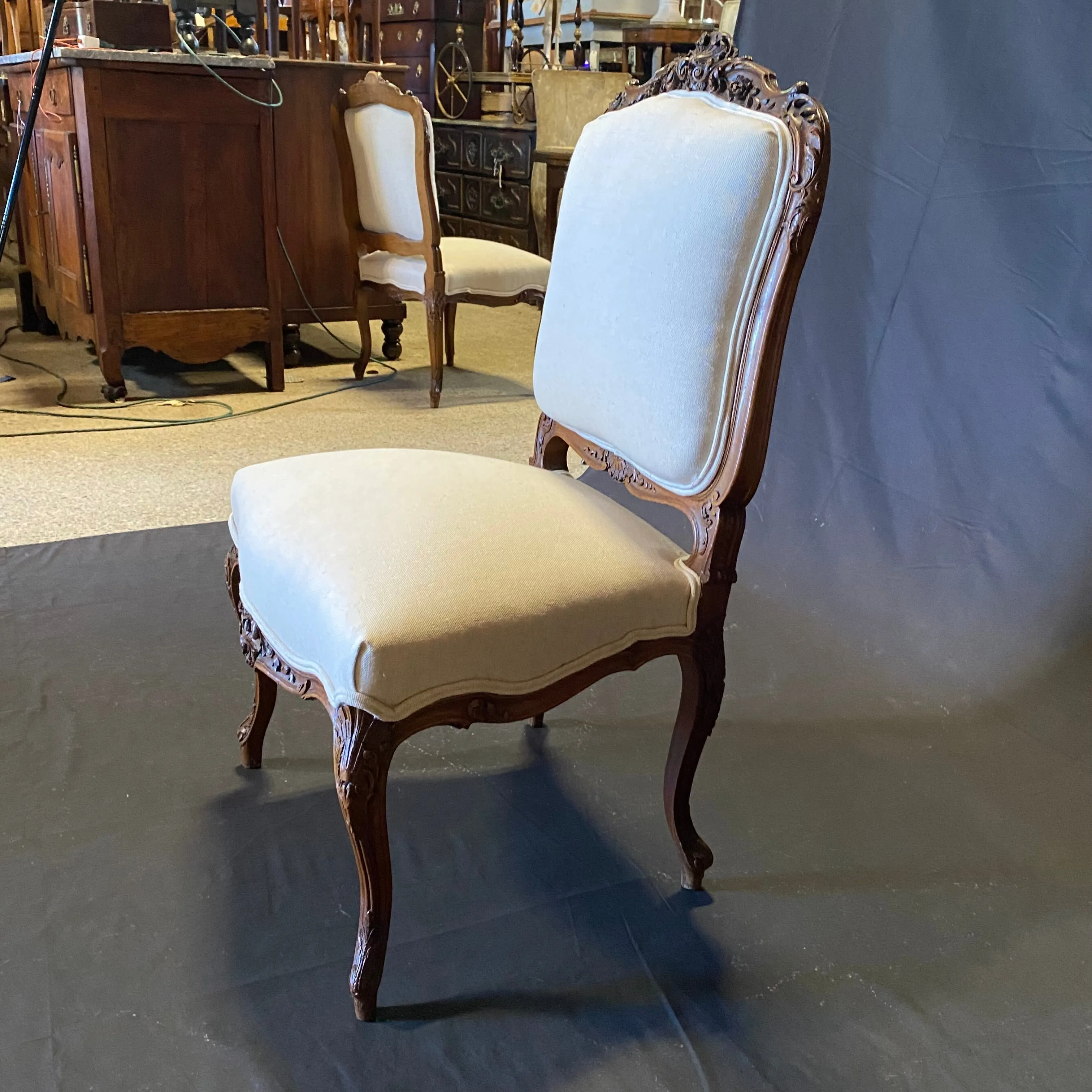 Pair of 19th Century French Exquisitely Carved Louis XV Side Chairs, Accent Chairs or Dining Chairs