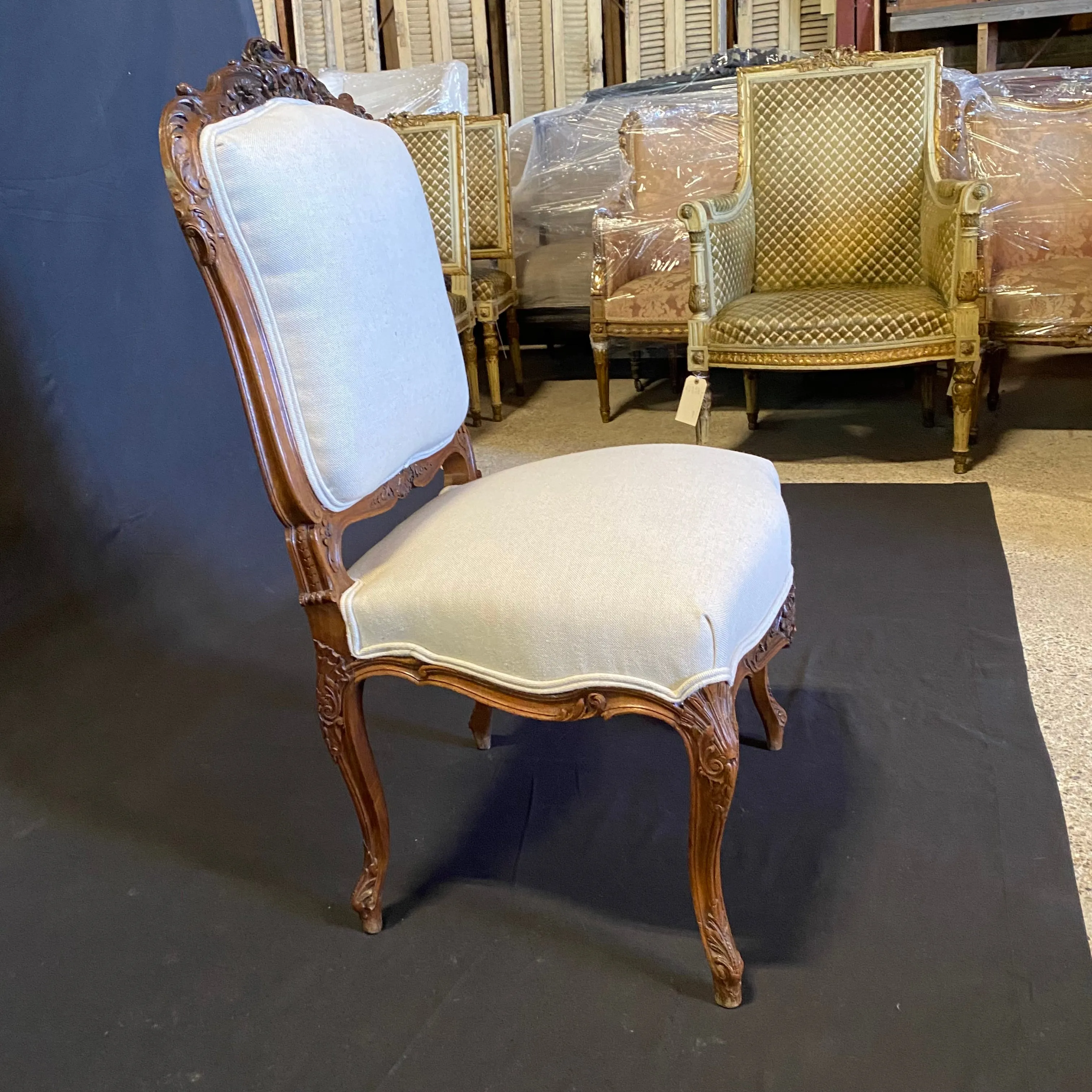 Pair of 19th Century French Exquisitely Carved Louis XV Side Chairs, Accent Chairs or Dining Chairs