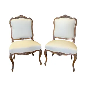 Pair of 19th Century French Exquisitely Carved Louis XV Side Chairs, Accent Chairs or Dining Chairs