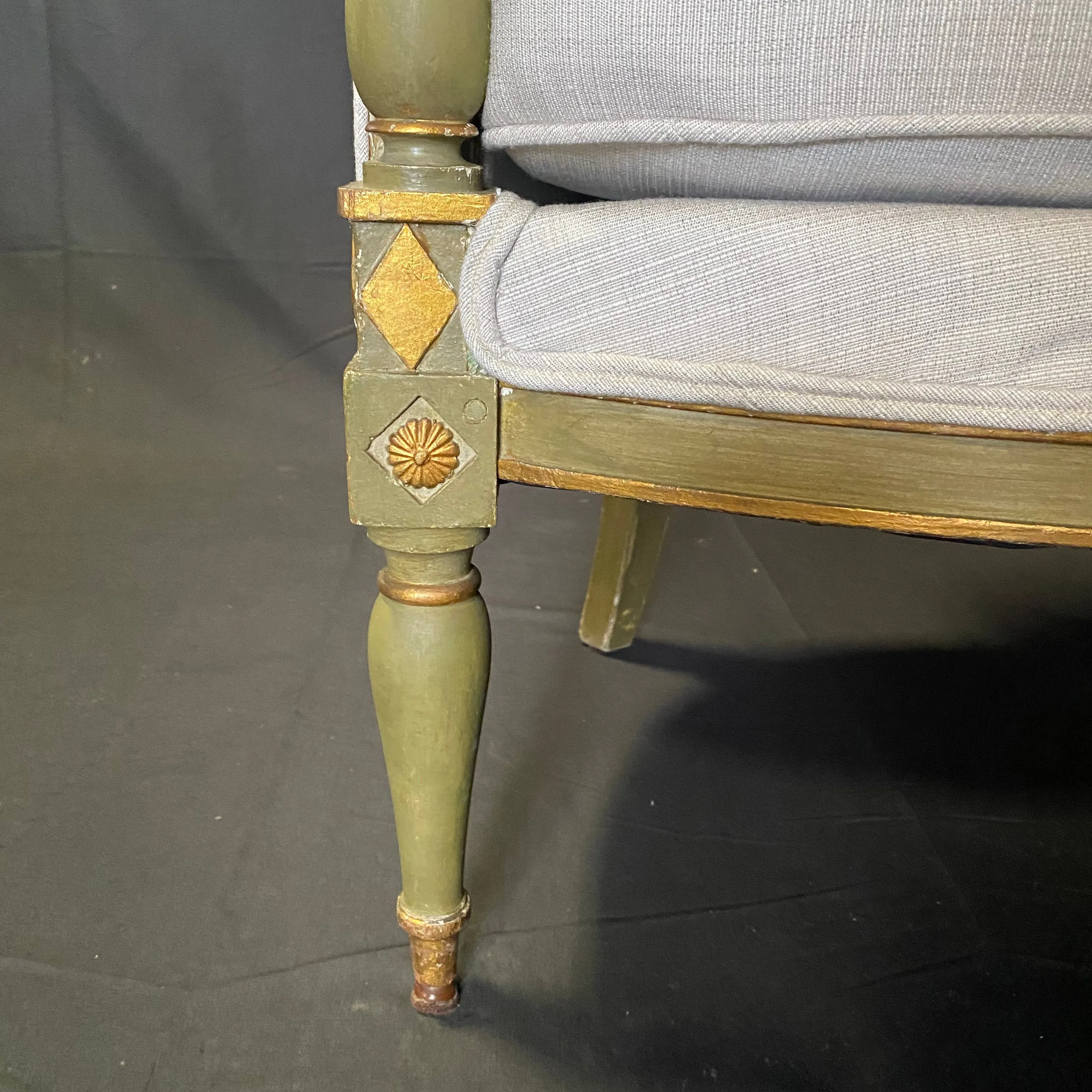 Pair of Period French Early 19th Century Painted Neoclassical Armchairs or Bergeres