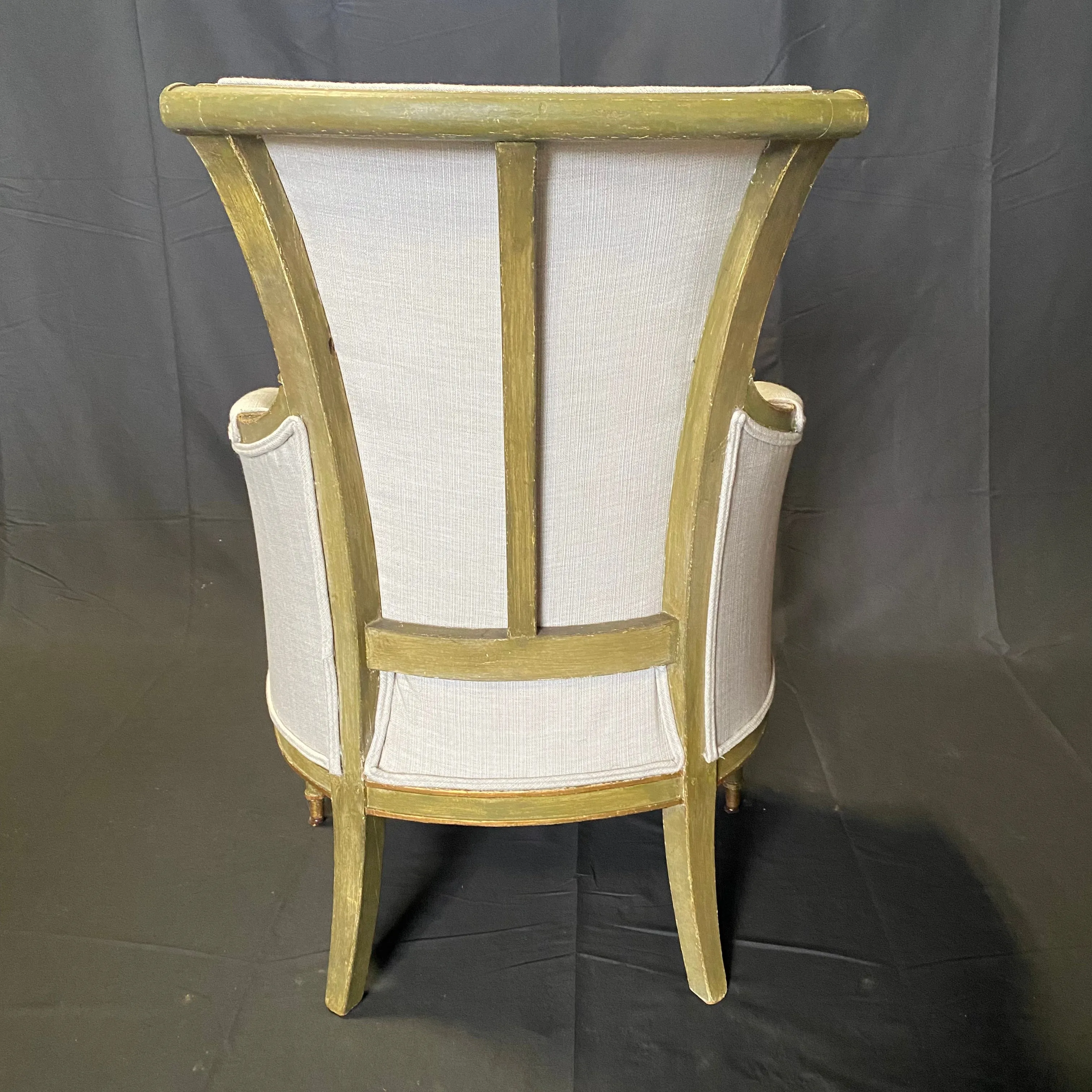 Pair of Period French Early 19th Century Painted Neoclassical Armchairs or Bergeres