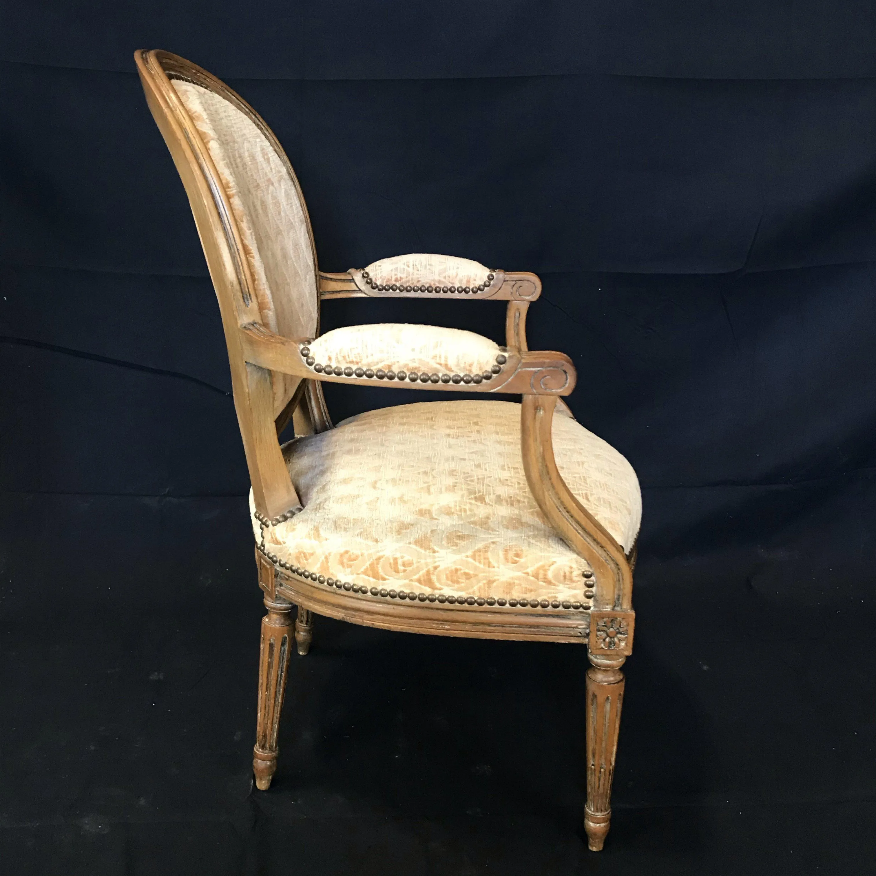 Pair of Walnut Louis XVI Armchairs or Fauteuils