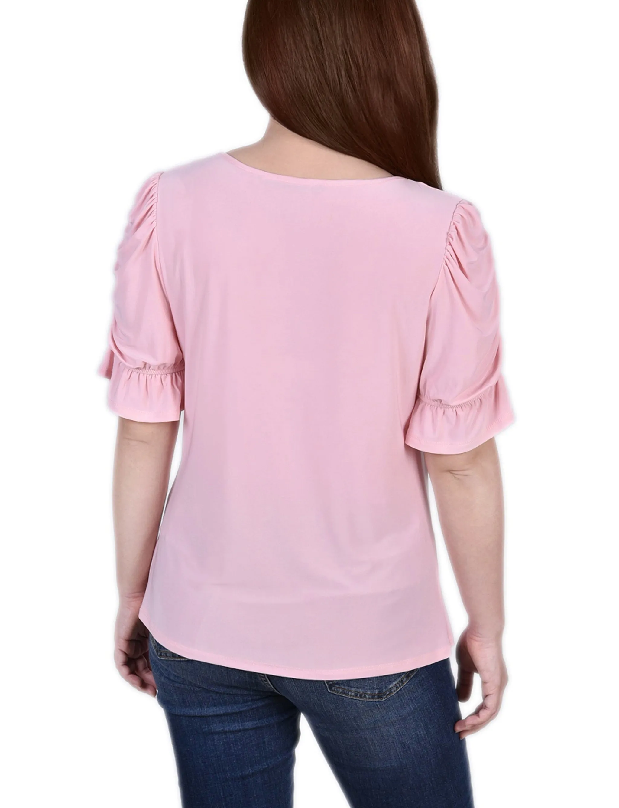 Petite Elbow Cuffed Sleeve Hardware Top