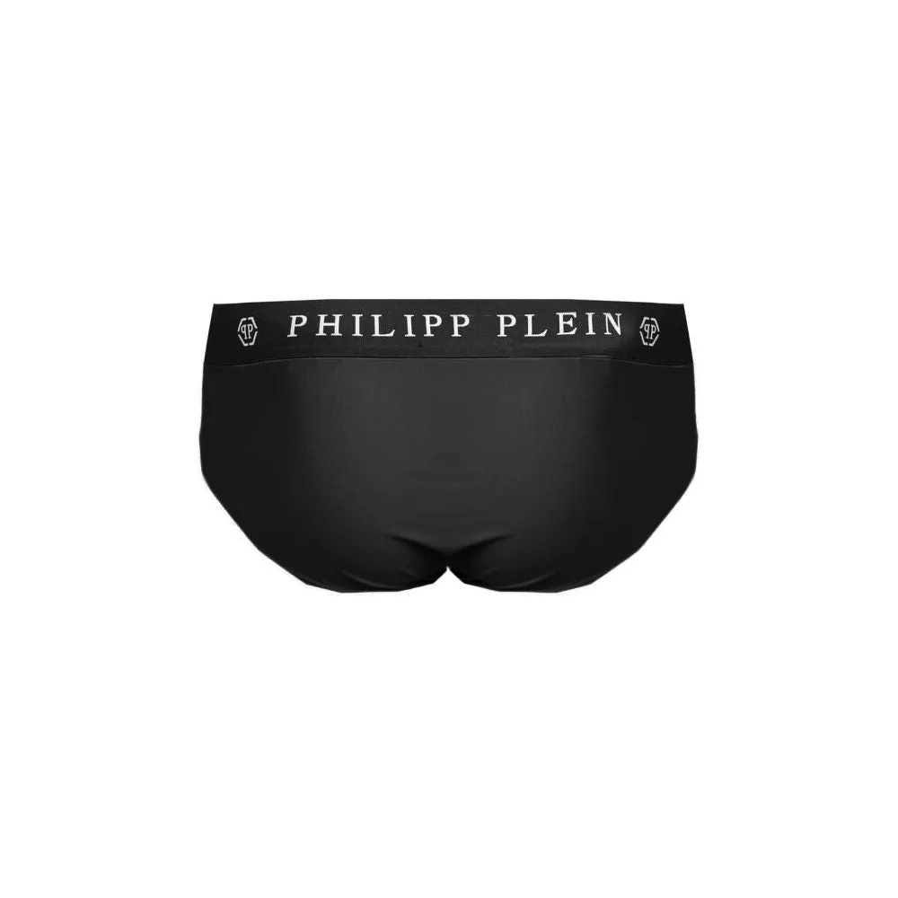 Philipp Plein Sleek Nylon Swim Briefs with Iconic Logo Detail