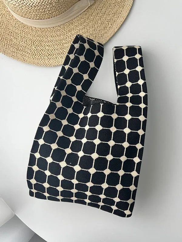 Plaid Woven Handbag