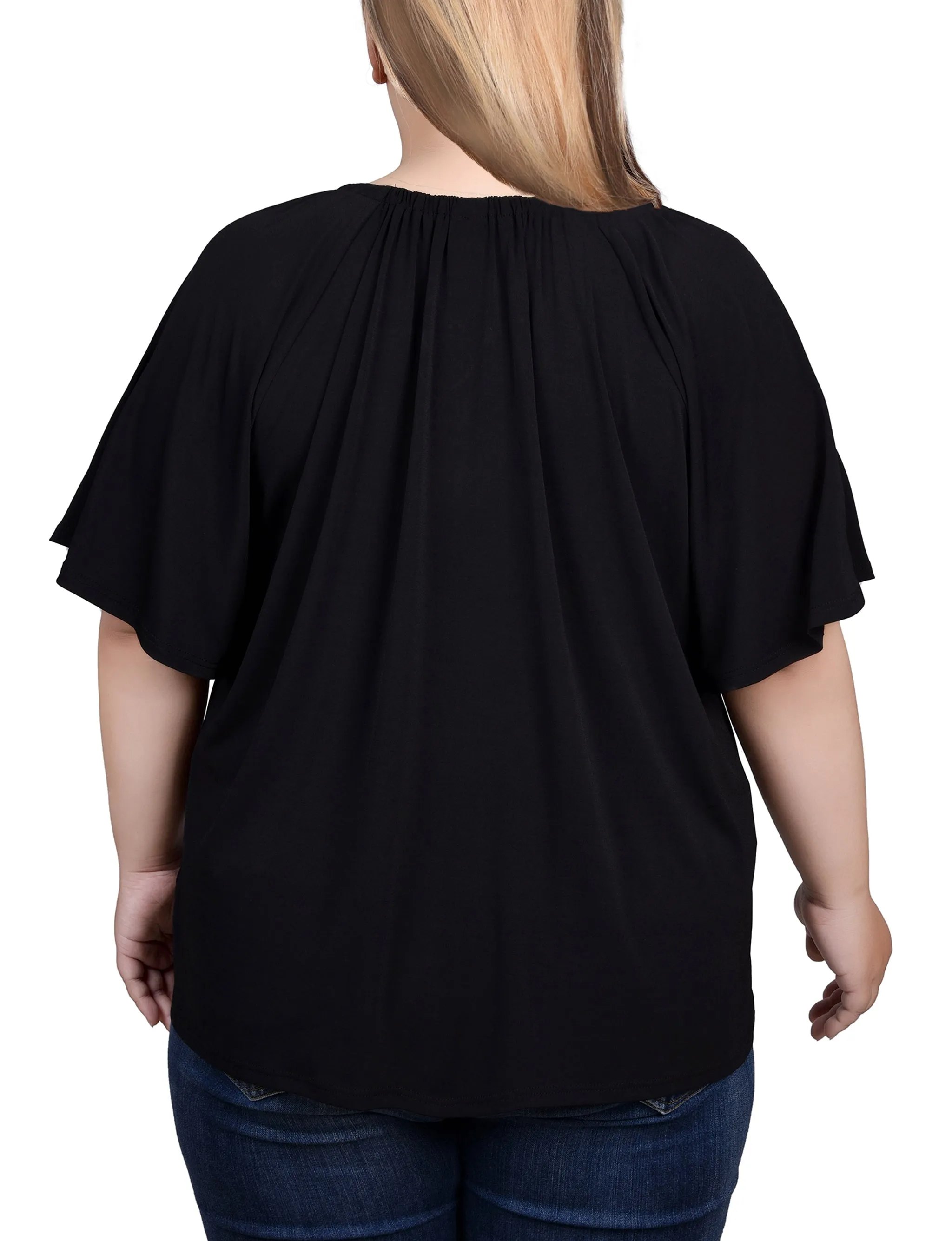 Plus Size Raglan Sleeve Top With Chain Details