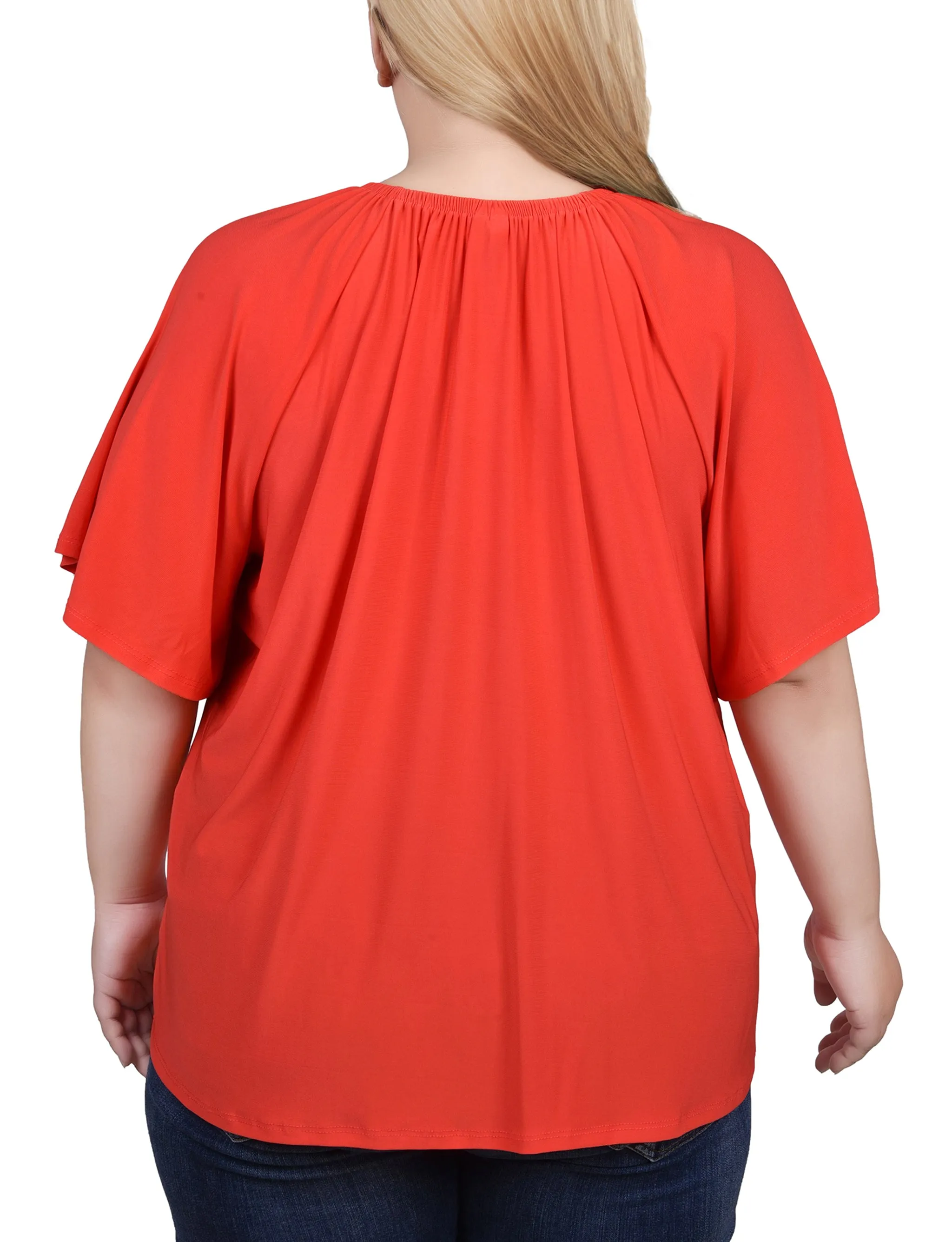 Plus Size Raglan Sleeve Top With Chain Details