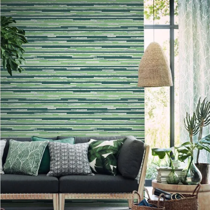 Rustic Colored Wood Horizontal Stripes Vinyl Wallpaper 3 Color Options (5.3 ㎡)