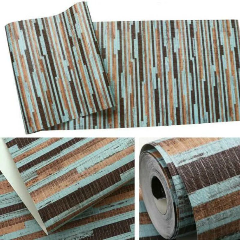 Rustic Colored Wood Horizontal Stripes Vinyl Wallpaper 3 Color Options (5.3 ㎡)