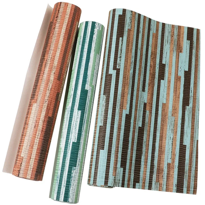 Rustic Colored Wood Horizontal Stripes Vinyl Wallpaper 3 Color Options (5.3 ㎡)