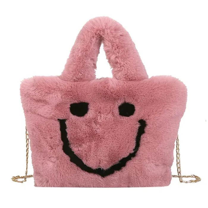 Smiley Face Fuzzy Handbag