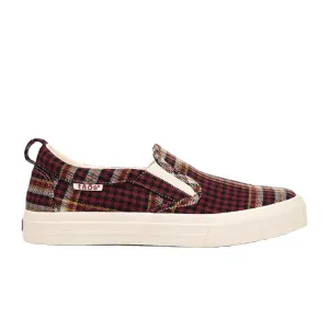 Taos Rubber Soul Slip On Sneaker (Women) - Burgundy Plaid