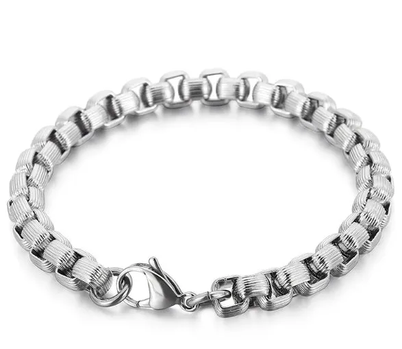 Trendy Simple Square Pearl Titanium Steel Bracelet Necklace For Men