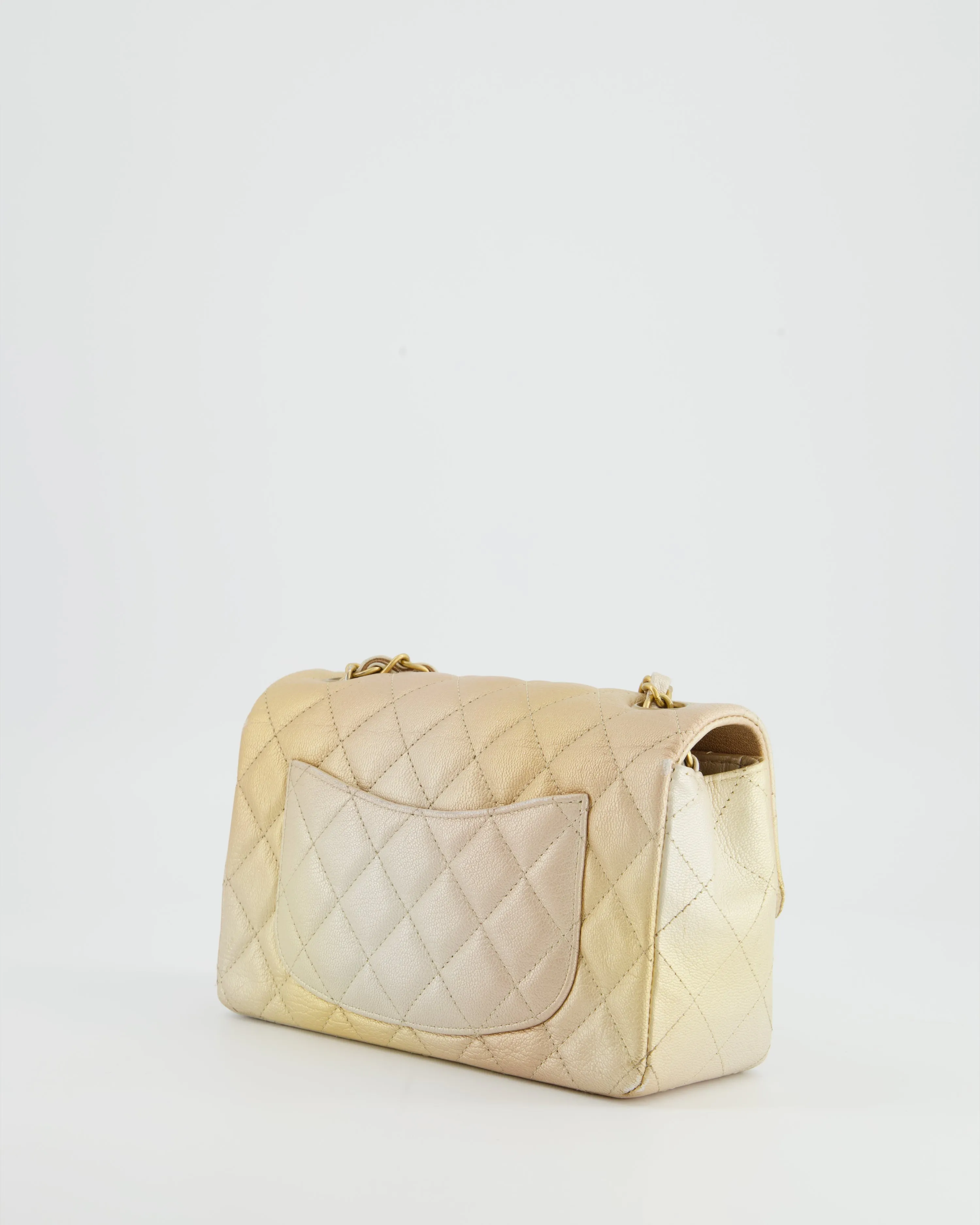 *UNICORN* Chanel Metallic Gold Ombre Mini Rectangular in Aged Calfskin with Brushed Gold Hardware