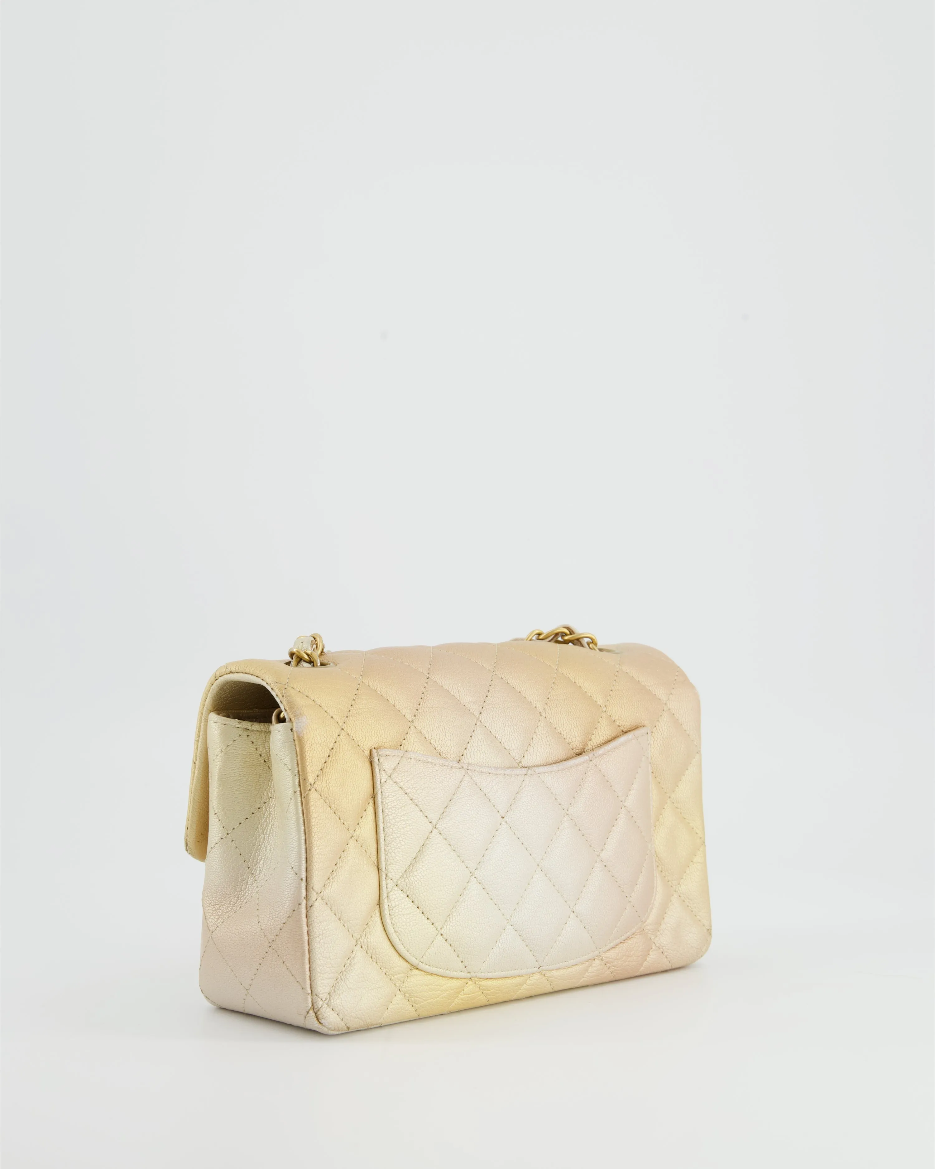 *UNICORN* Chanel Metallic Gold Ombre Mini Rectangular in Aged Calfskin with Brushed Gold Hardware