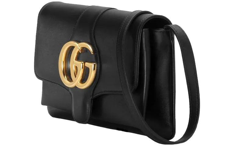 (WMNS) GUCCI Arli Gold Logo Leather Shoulder Messenger Bag Small Black Classic 550129-0V10G-1000