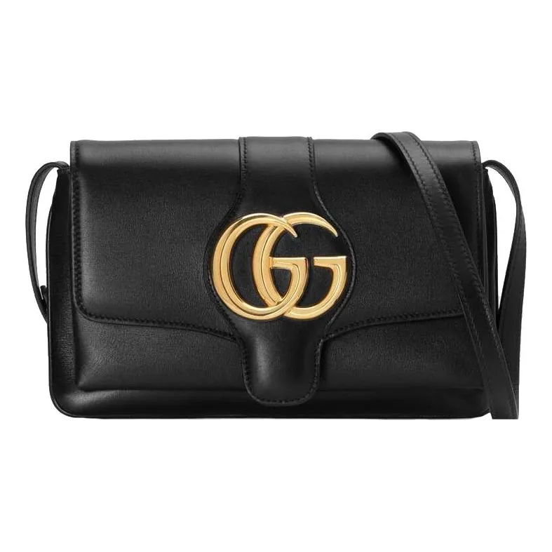 (WMNS) GUCCI Arli Gold Logo Leather Shoulder Messenger Bag Small Black Classic 550129-0V10G-1000