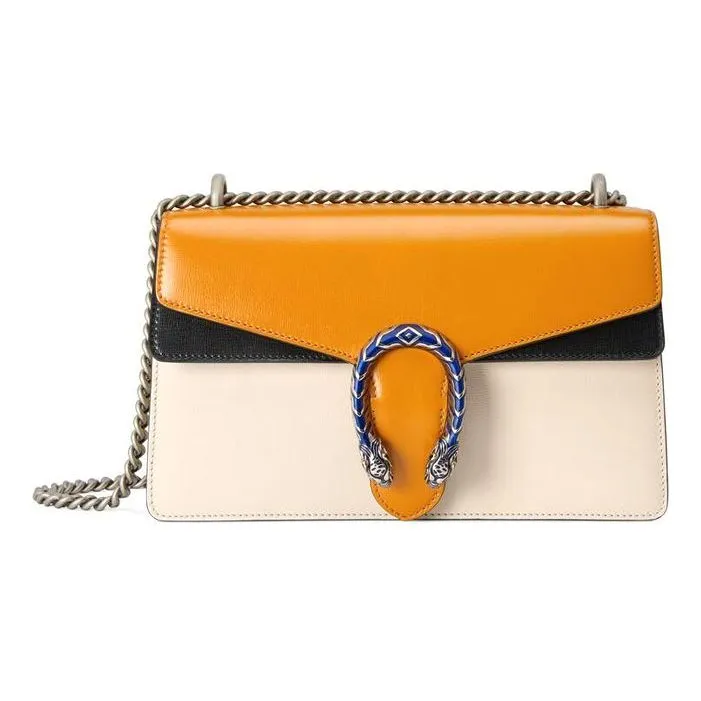 (WMNS) GUCCI Dionysus Leather Single-Shoulder Bag Small Orange/Black/White 400249-18YIN-9382