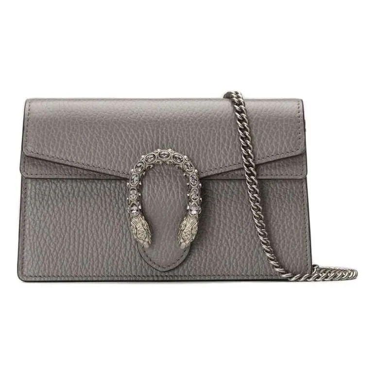 (WMNS) GUCCI Dionysus Tiger Head Leather Chain Shoulder Messenger Bag Mini Gray Classic 476432-CAOGN-1293