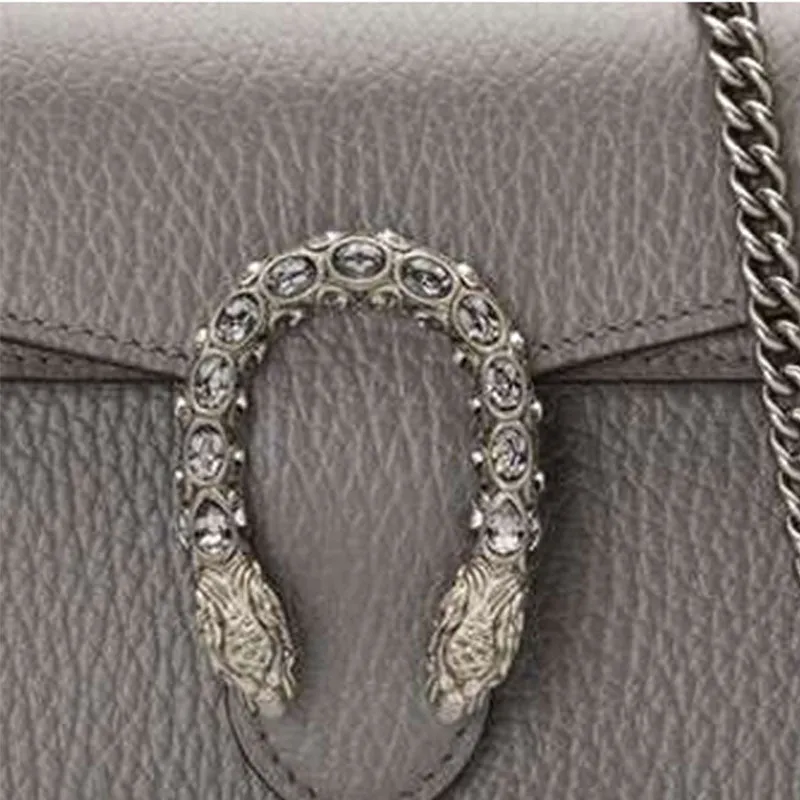 (WMNS) GUCCI Dionysus Tiger Head Leather Chain Shoulder Messenger Bag Mini Gray Classic 476432-CAOGN-1293