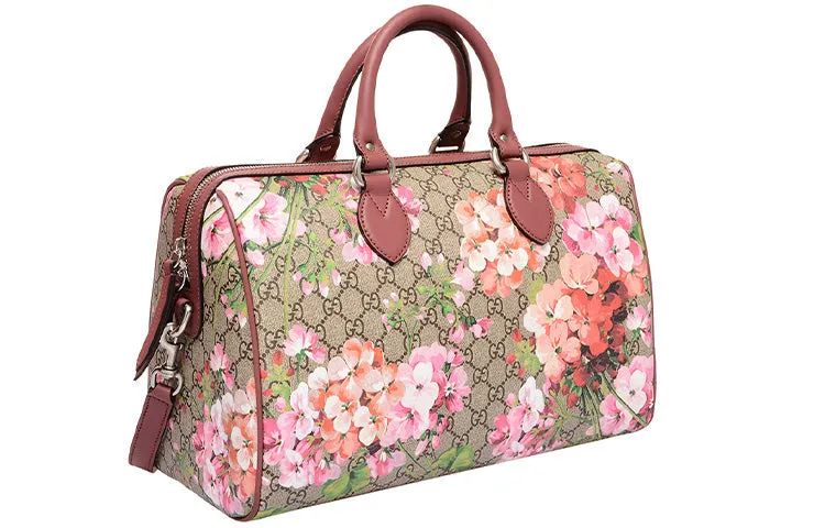 (WMNS) GUCCI GG Blooms Logo Printing Canvas Boston Ebony / Pink Handbag 409527-KU2IN-8693