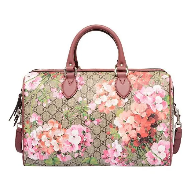 (WMNS) GUCCI GG Blooms Logo Printing Canvas Boston Ebony / Pink Handbag 409527-KU2IN-8693