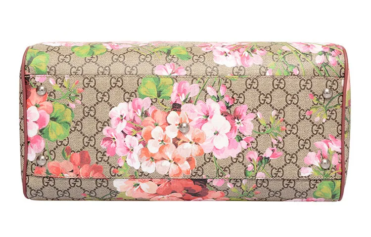 (WMNS) GUCCI GG Blooms Logo Printing Canvas Boston Ebony / Pink Handbag 409527-KU2IN-8693