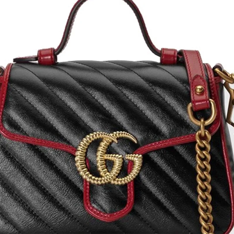 (WMNS) GUCCI GG Marmont Series mini hand Bag Single Shoulder Bag Black 583571-0OLFX-8277