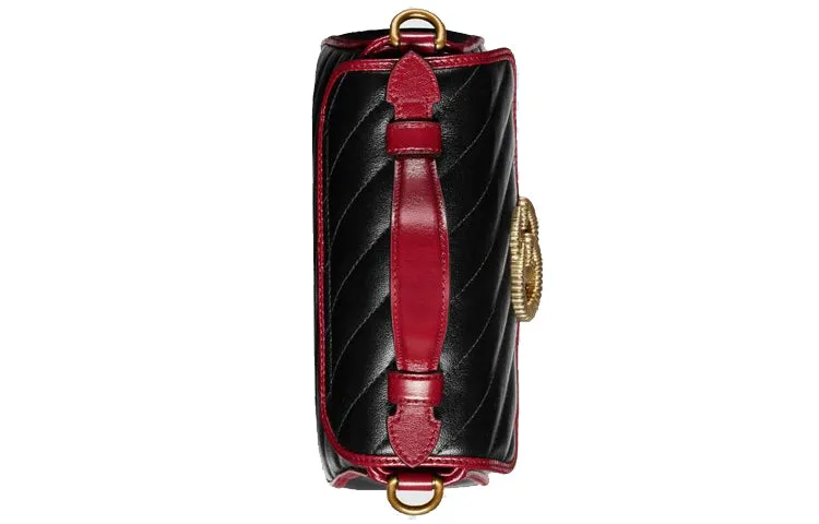 (WMNS) GUCCI GG Marmont Series mini hand Bag Single Shoulder Bag Black 583571-0OLFX-8277