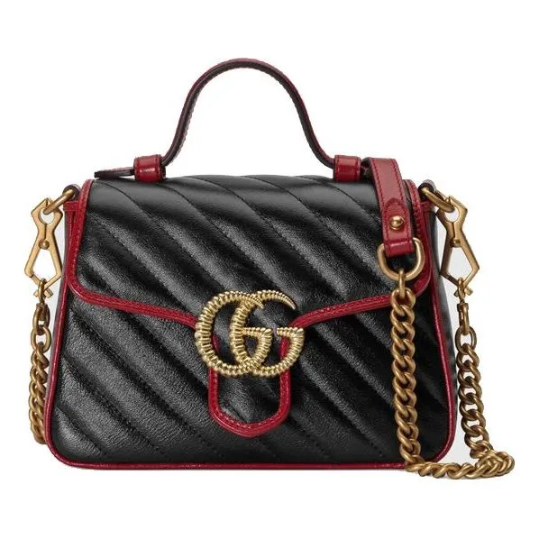 (WMNS) GUCCI GG Marmont Series mini hand Bag Single Shoulder Bag Black 583571-0OLFX-8277