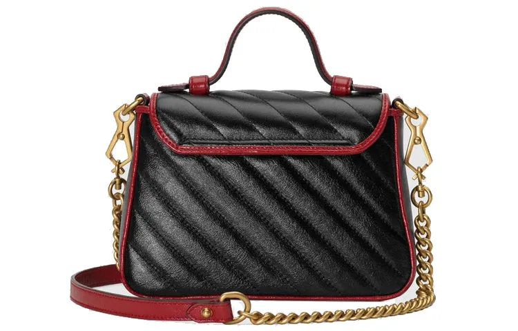 (WMNS) GUCCI GG Marmont Series mini hand Bag Single Shoulder Bag Black 583571-0OLFX-8277