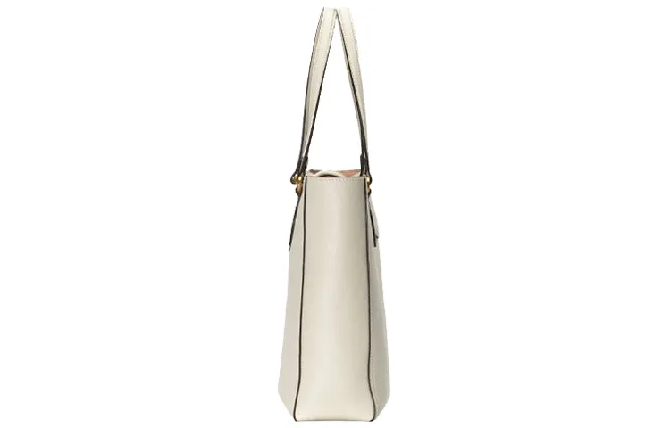 (WMNS) GUCCI Gold Label Logo Leather Tote Shoulder Bag Small White Handbag 652680-1U10T-9022