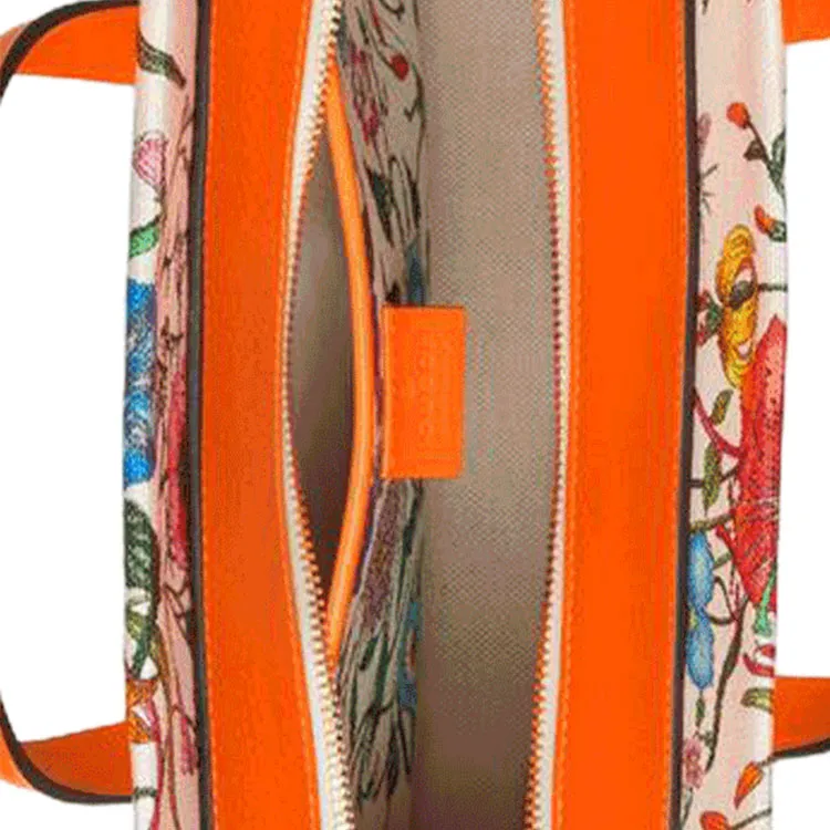 (WMNS) GUCCI Metallic Interlock Double G Flowers Printing Canvas handbag White / Orange / Multicolor 550141-9ZIBX-8868