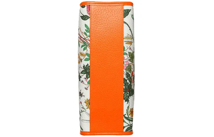 (WMNS) GUCCI Metallic Interlock Double G Flowers Printing Canvas handbag White / Orange / Multicolor 550141-9ZIBX-8868