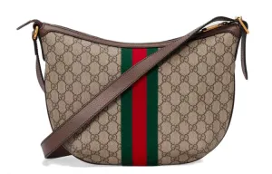 (WMNS) GUCCI Ophidia Logo Stripe Webbing Canvas Shoulder Messenger Bag Small / Brown 598125-9IK3T-8745