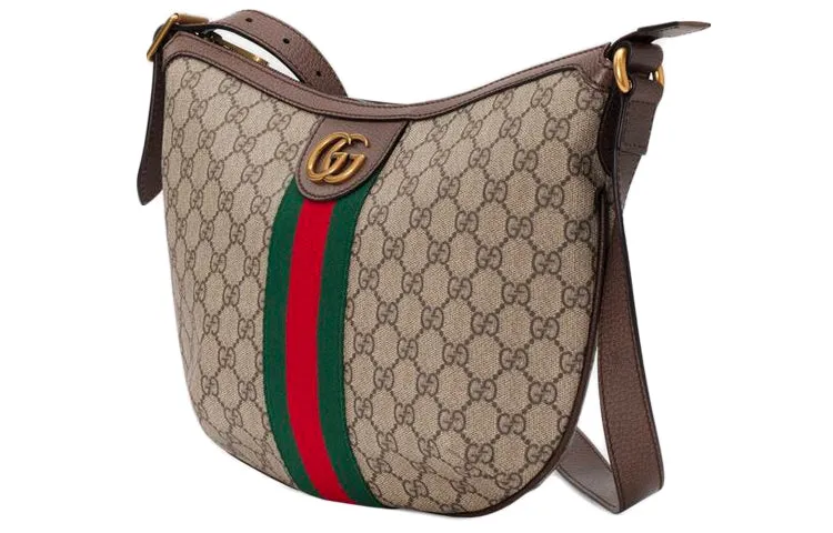 (WMNS) GUCCI Ophidia Logo Stripe Webbing Canvas Shoulder Messenger Bag Small / Brown 598125-9IK3T-8745