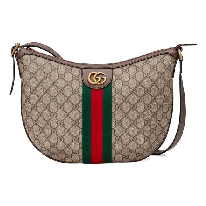 (WMNS) GUCCI Ophidia Logo Stripe Webbing Canvas Shoulder Messenger Bag Small / Brown 598125-9IK3T-8745