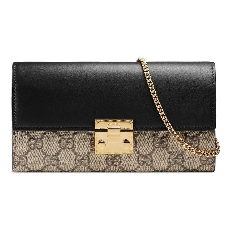 (WMNS) GUCCI Padlock Metallic Logo Canvas Chain handbag / Black 453506-KLQIG-8575