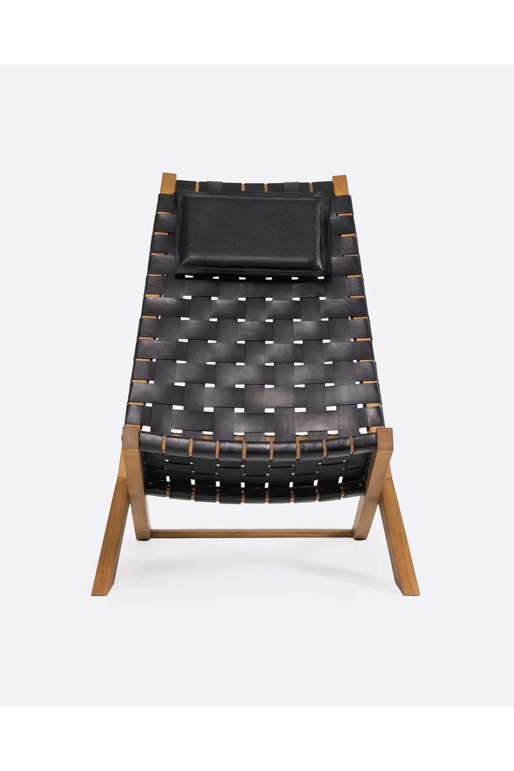 Woven Black Leather Lounge Chair | Dareels Waggai