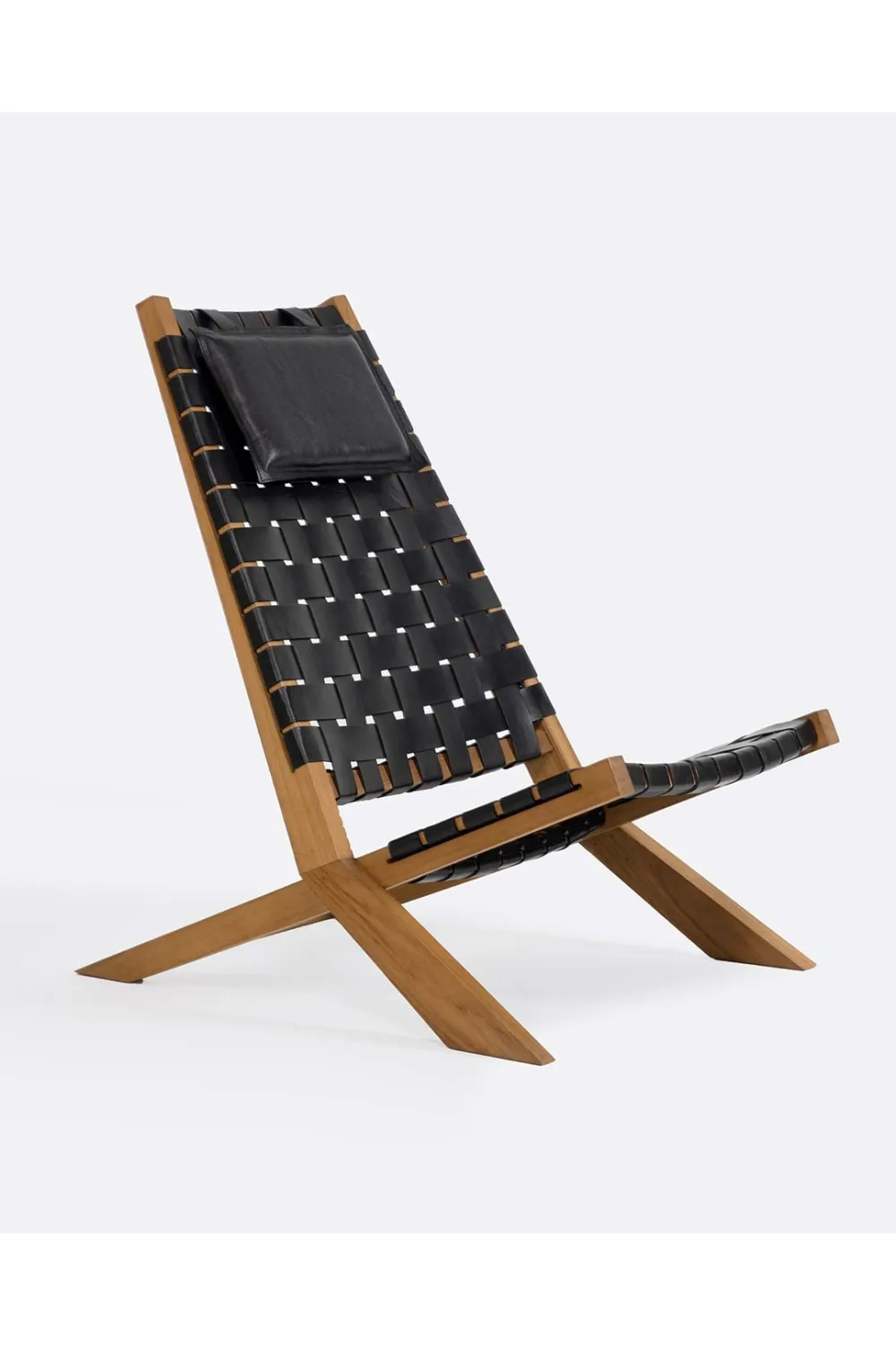 Woven Black Leather Lounge Chair | Dareels Waggai