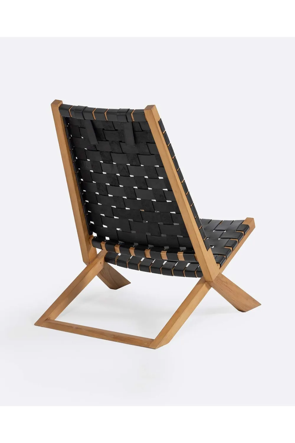 Woven Black Leather Lounge Chair | Dareels Waggai