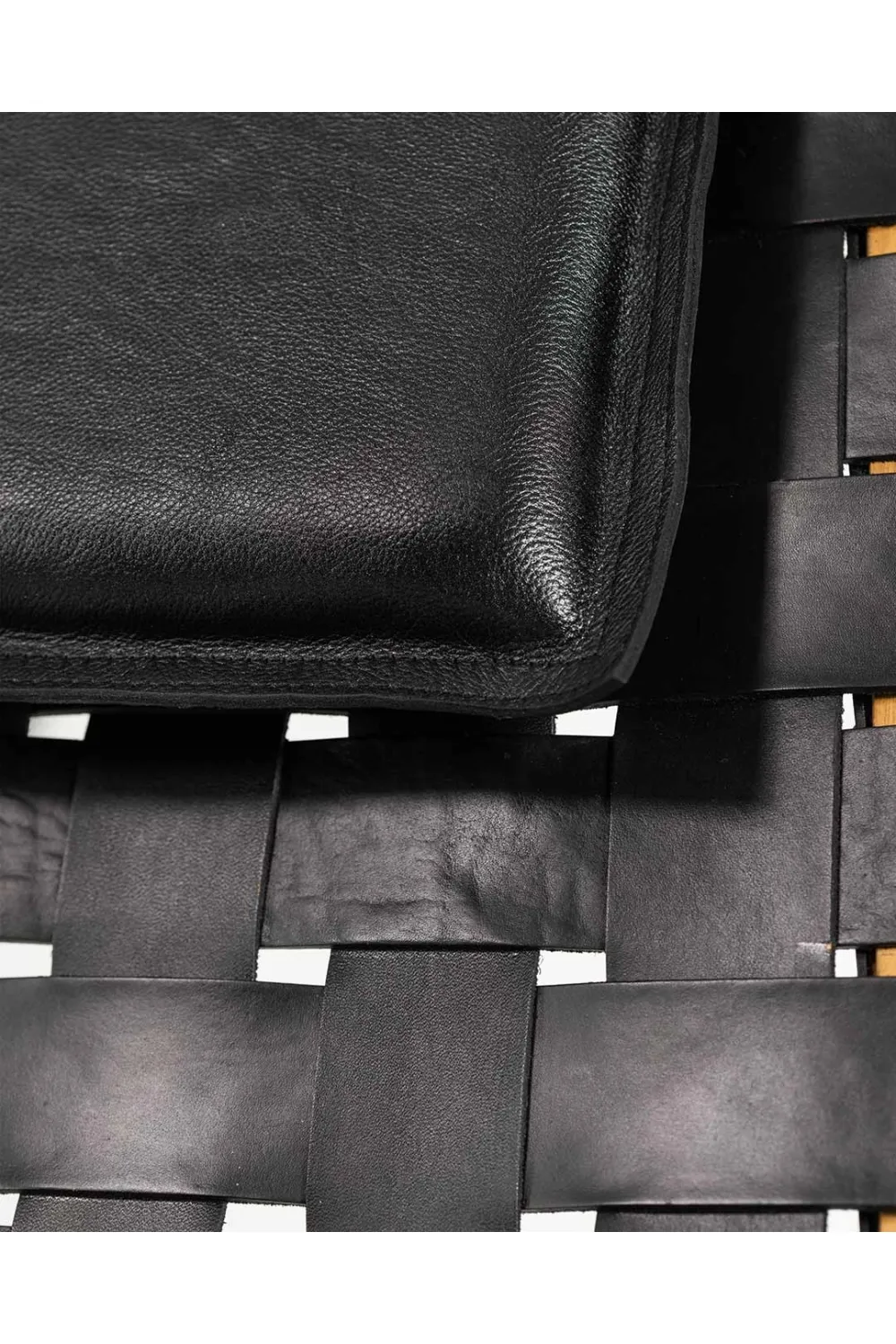 Woven Black Leather Lounge Chair | Dareels Waggai