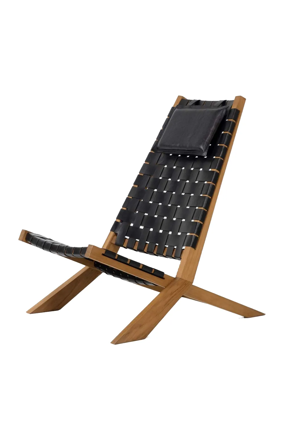 Woven Black Leather Lounge Chair | Dareels Waggai